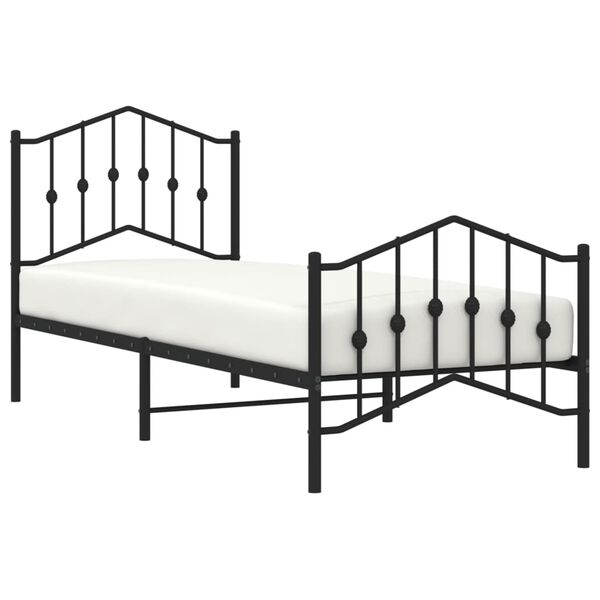 vidaXL Cadre de lit métal sans matelas avec pied de lit noir 80x200 cm