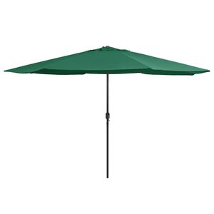 vidaXL Parasol de jardin avec m&acirc;t en m&eacute;tal 390 cm vert