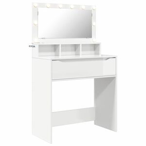 vidaXL Tables de maquillage pour chambre avec tiroir Blanc brillant