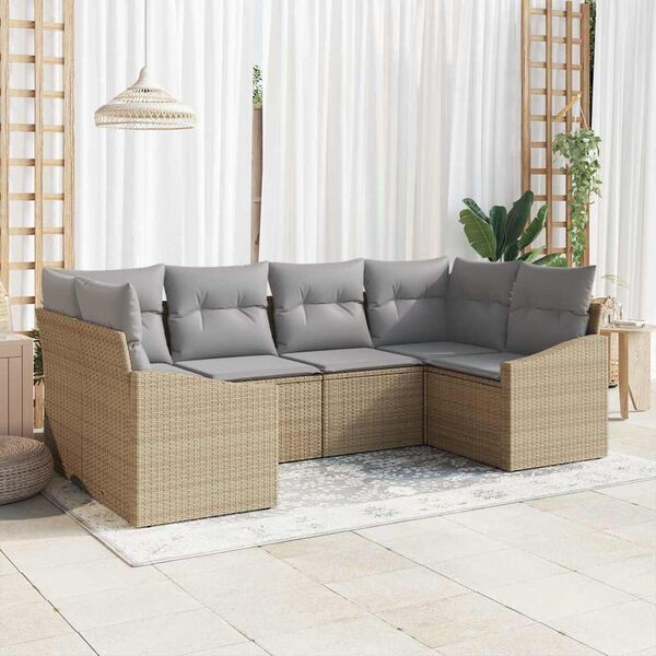 vidaXL Ensemble de canap&eacute; de jardin 6 pcs Beige et Gris clair