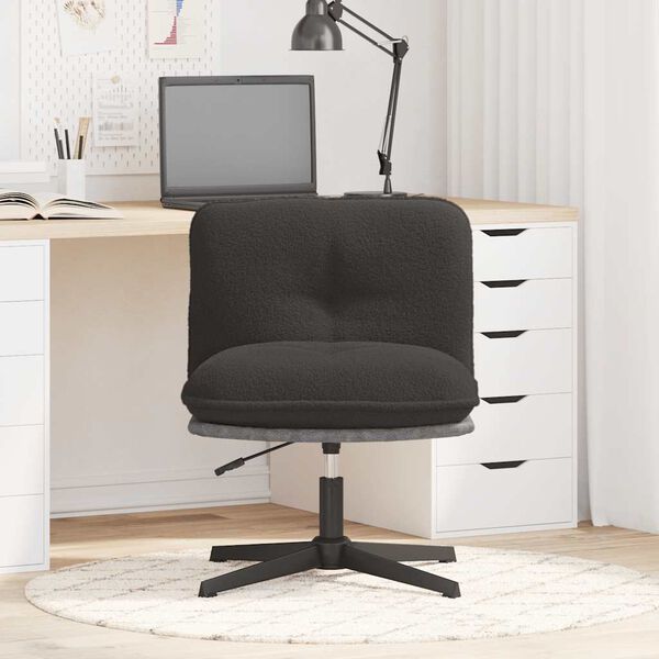 vidaXL Chaise pivotante de bureau gris fonc&eacute; boucl&eacute; comme laine tissu