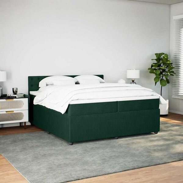 vidaXL Sommier &agrave; lattes de lit et matelas Vert fonc&eacute; 200x200cm Velours