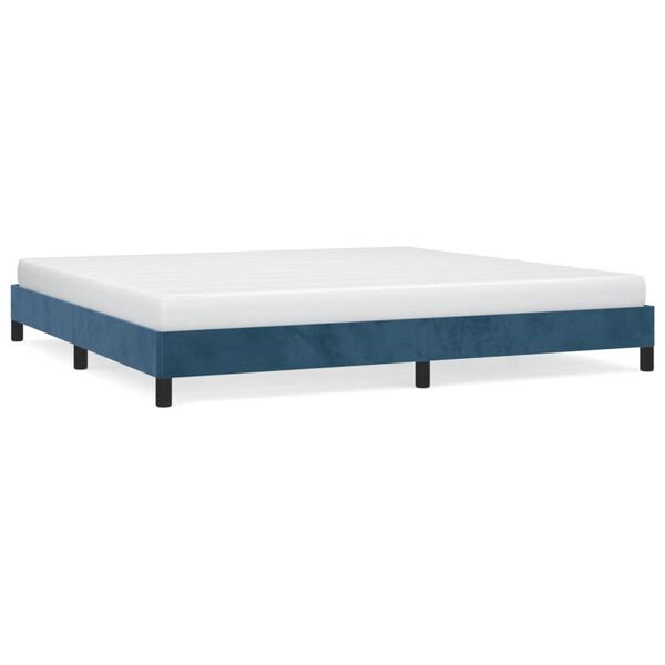 vidaXL Cadre de lit sans matelas bleu fonc&eacute; 200x200 cm velours
