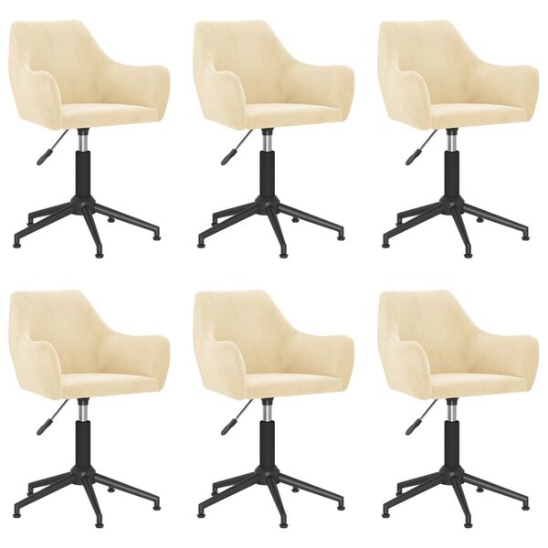 vidaXL Chaises pivotantes &agrave; manger lot de 6 cr&egrave;me velours