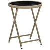 vidaXL Table &agrave; th&eacute; Beige 60 cm R&eacute;sine tress&eacute;e et verre tremp&eacute;