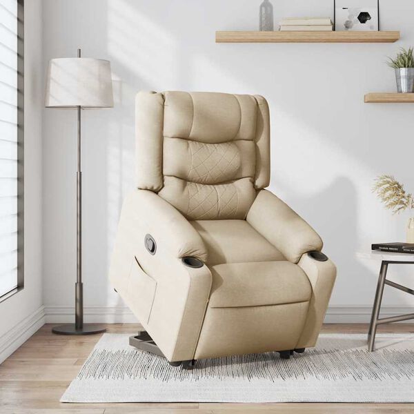 vidaXL Fauteuil inclinable Cr&egrave;me Tissu