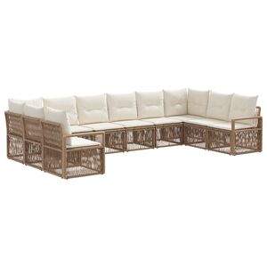vidaXL Ensemble de canap&eacute; de jardin 10 pc Beige polyrotin