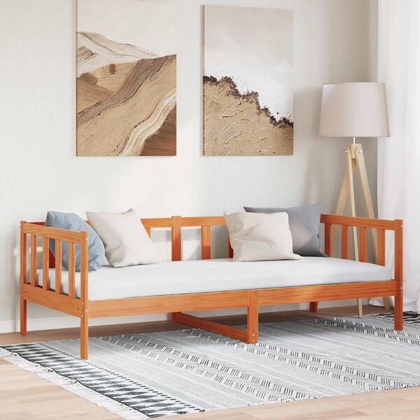 vidaXL Cadre de lit Cire marron 90 x 190 cm Bois de pin massif