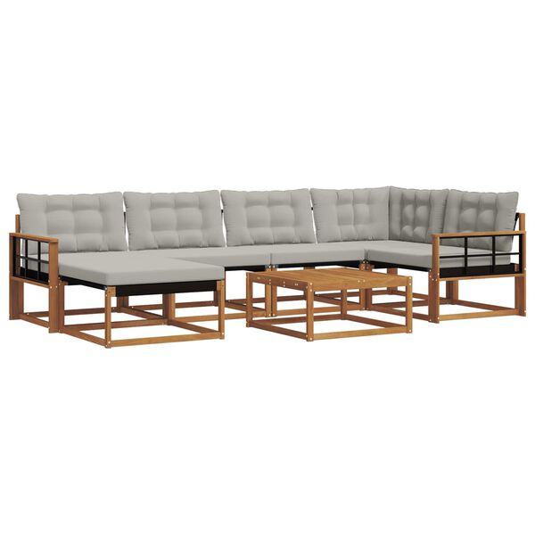 vidaXL Ensemble de canap&eacute;s d'ext&eacute;rieur 7 pcs Gris Naturel et Clair