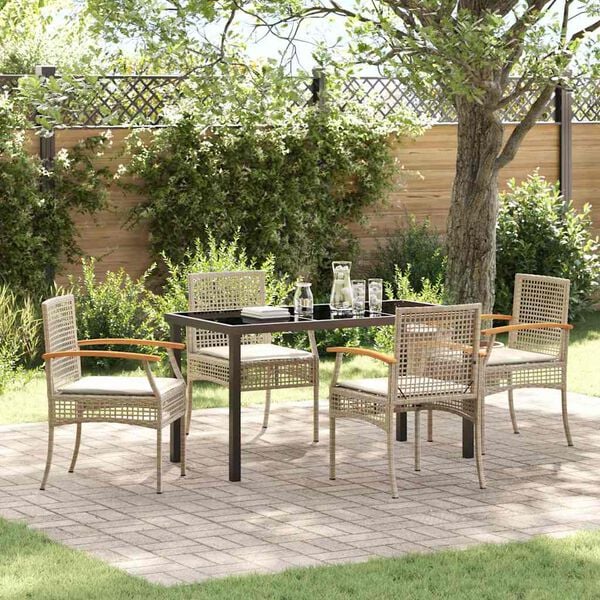 vidaXL Ensemble de salle &agrave; manger pour jardin 5 pcs Beige polyrotin