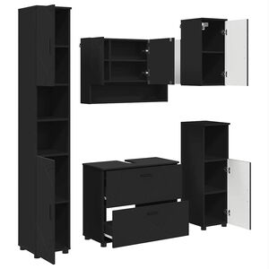vidaXL Ensemble de mobilier de salle de bain 5 pc Noir