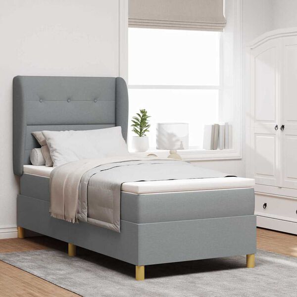 vidaXL Lit à ressorts avec matelas gris foncé 90x190 cm Gris clair