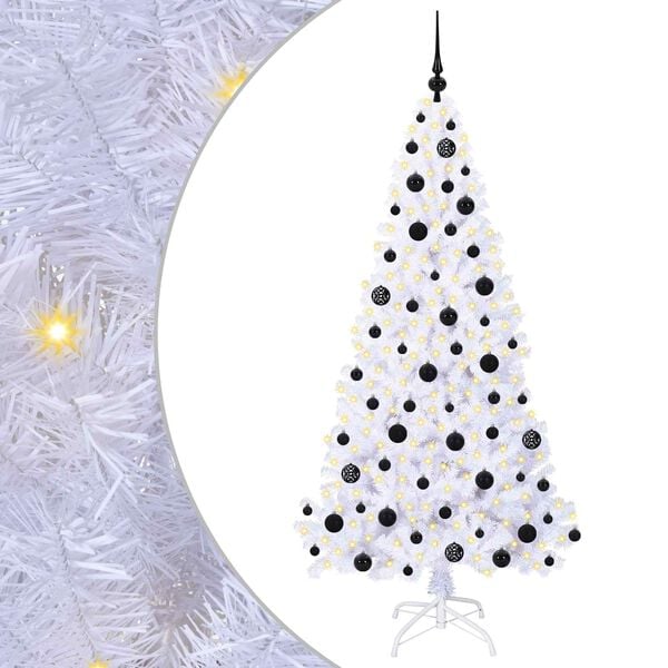 vidaXL Sapin de No&euml;l artificiel avec 300 LED Blanc 180 cm PVC et Acier