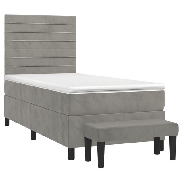 vidaXL Sommier &agrave; lattes de lit et matelas Gris clair 100x200cm Velours