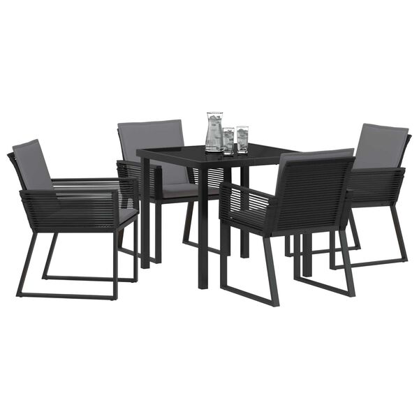 vidaXL Ensemble de salle à manger pour jardin 9 pcs Noir