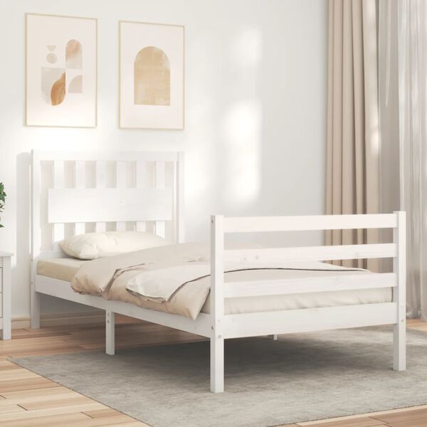 vidaXL Cadre de lit sans matelas blanc bois massif
