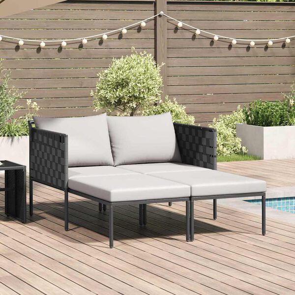 vidaXL Transat Anthracite 153 x 115 x 69.5 cm Acier enduit de poudre