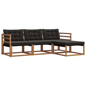 vidaXL Ensemble de canap&eacute;s d'ext&eacute;rieur 4 pcs Naturel et Noir