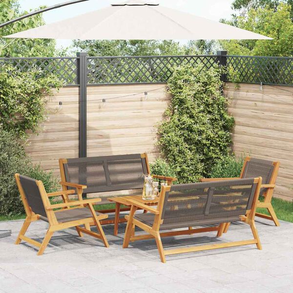 vidaXL Chaises de jardin avec table 5 pcs Gris Bois d'acacia massif