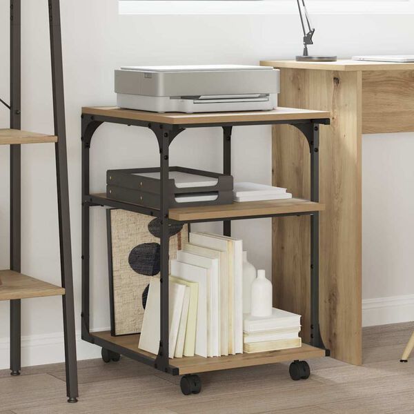 vidaXL Support d'imprimante Ch&ecirc;ne artisanal 43 x 48 x 64 cm