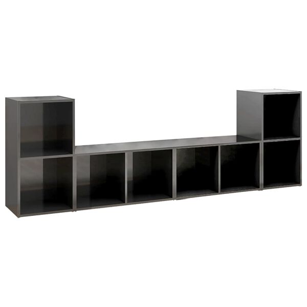 vidaXL Meubles TV 4 pcs Gris brillant 72x35x36,5 cm Bois d'ing&eacute;nierie