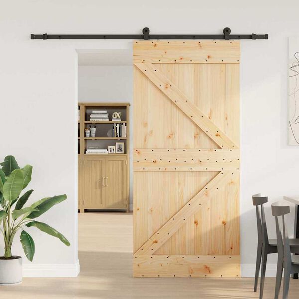 vidaXL Porte coulissante et kit de quincaillerie 100x210 cm pin massif