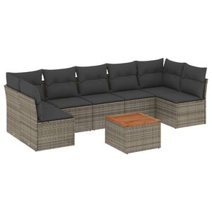 vidaXL Salon de jardin 8 pcs avec coussins gris r&eacute;sine tress&eacute;e