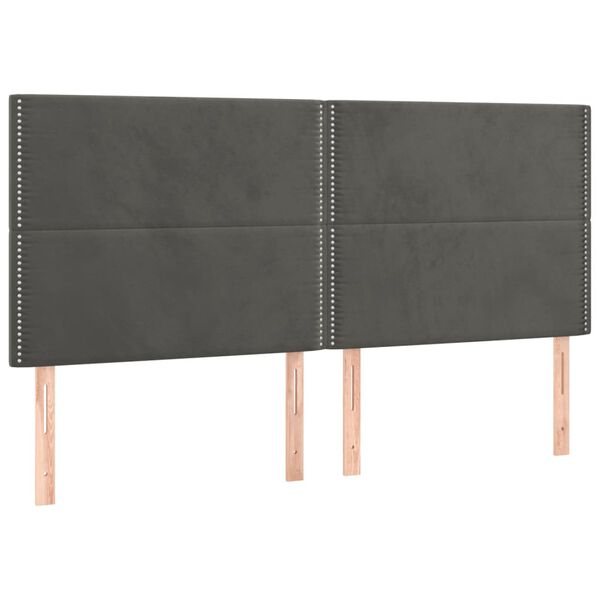 vidaXL T&ecirc;te de lit &agrave; LED Gris fonc&eacute; 200x5x118/128 cm Velours