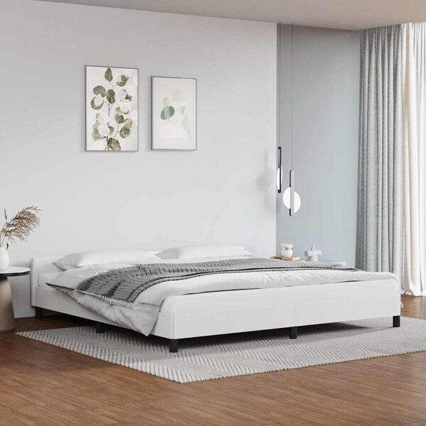 vidaXL Cadre de lit avec t&ecirc;te de lit sans matelas blanc 200x200 cm