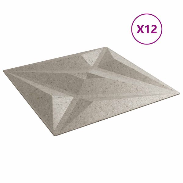 vidaXL Panneaux muraux 12 pcs B&eacute;ton &Eacute;toile 50 x 50 cm Mousse XPS