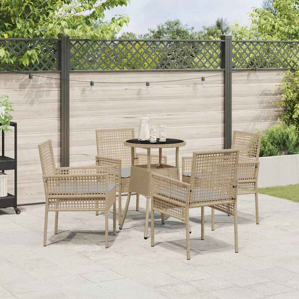 vidaXL Ensemble de salle &agrave; manger pour jardin 5 pcs Beige Poly rotin