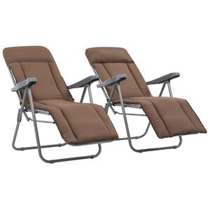 vidaXL Chaises pliantes avec coussins, lot de 2, marron