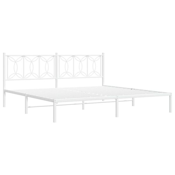 vidaXL Cadre de lit m&eacute;tal sans matelas et t&ecirc;te de lit blanc 200x200 cm