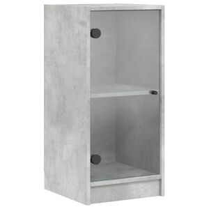 vidaXL Armoire lat&eacute;rale avec portes en verre gris b&eacute;ton 35x37x75,5 cm