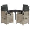 vidaXL Ensemble &agrave; manger de jardin et coussins 5 pcs gris clair rotin