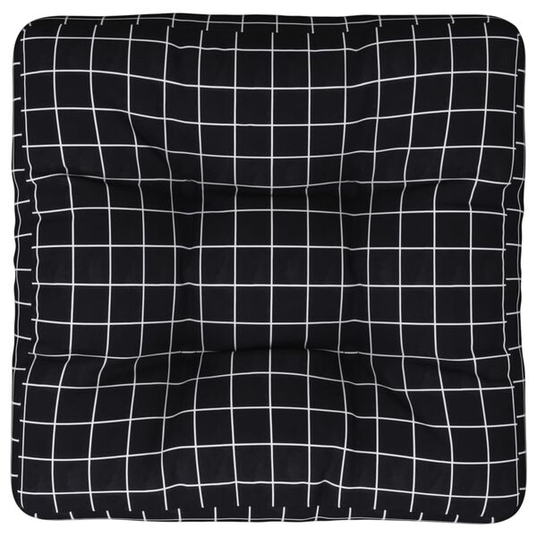 vidaXL Coussin de palette motif &agrave; carreaux noir 60x60x12 cm tissu