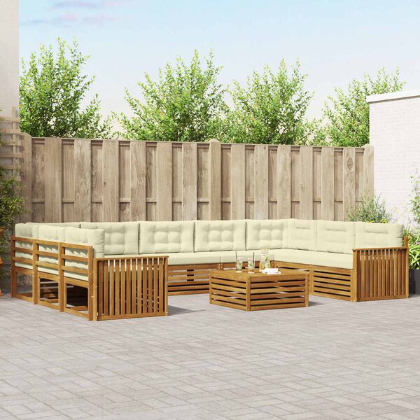 vidaXL Ensembles de canap&eacute;s avec coussin 10 pcs Naturel et Cr&egrave;me