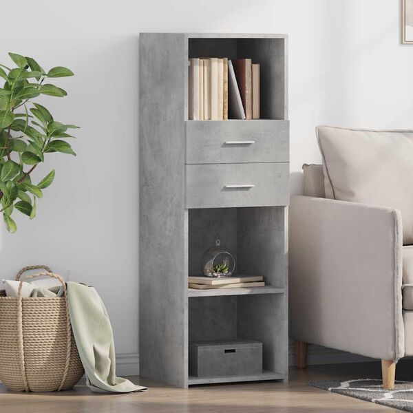 vidaXL Buffet haut gris b&eacute;ton 40x42,5x124 cm bois d'ing&eacute;nierie