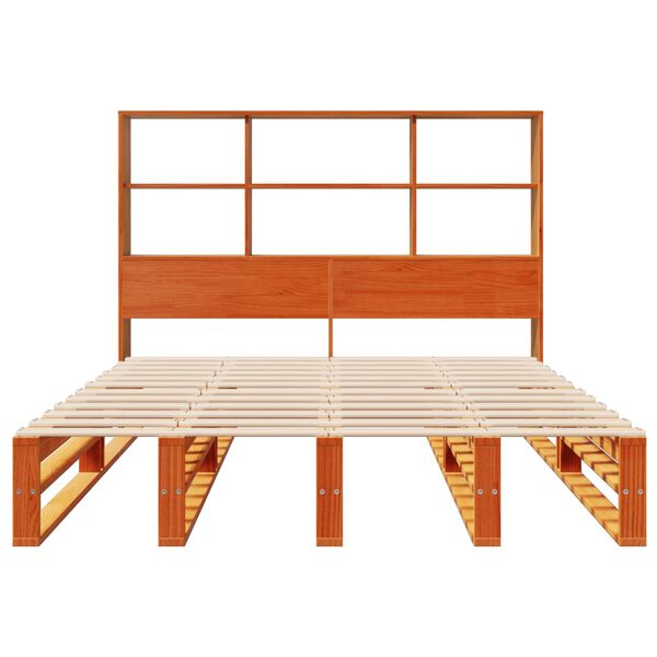vidaXL Lit biblioth&egrave;que sans matelas cire marron 160x200cm bois massif