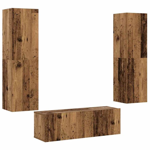 vidaXL Meubles TV muraux 3 pcs vieux bois bois d'ing&eacute;nierie