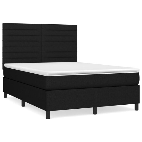 vidaXL Sommier &agrave; lattes de lit avec matelas Noir 140x200 cm Tissu