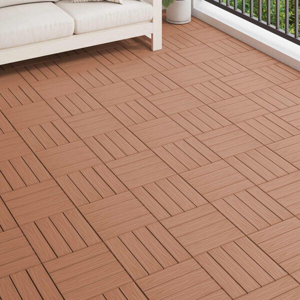 vidaXL Carreau de terrasse 11 pcs Marron Clair 30 x 30 cm WPC