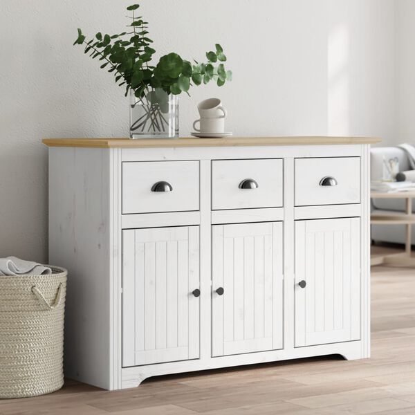 vidaXL Buffet BODO blanc et marron 115,5x44x80 cm bois massif de pin