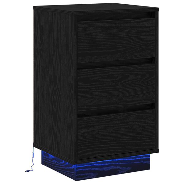 vidaXL Cabinet de chevet avec tiroir Ch&ecirc;ne noir 39 x 34,5 x 65 cm