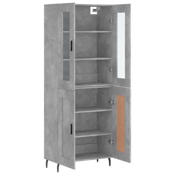 vidaXL Buffet haut Gris b&eacute;ton 69,5x34x180 cm Bois d'ing&eacute;nierie