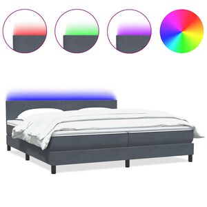 vidaXL Sommier &agrave; lattes de lit et matelas et LED gris fonc&eacute; 180x210cm velours