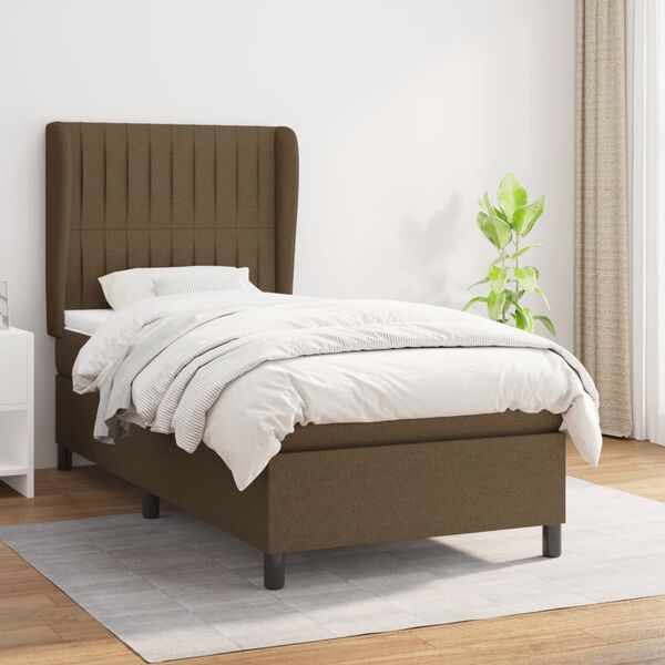 vidaXL Sommier &agrave; lattes de lit avec matelas Marron fonc&eacute; 100x200 cm