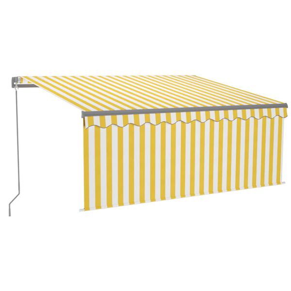 vidaXL Auvent manuel r&eacute;tractable avec store LED 3x2,5 m Jaune et blanc