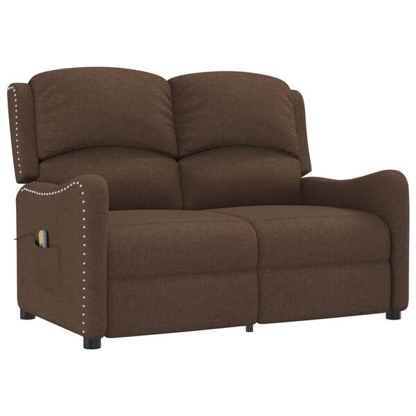 vidaXL Fauteuil de massage inclinable &agrave; 2 places marron tissu