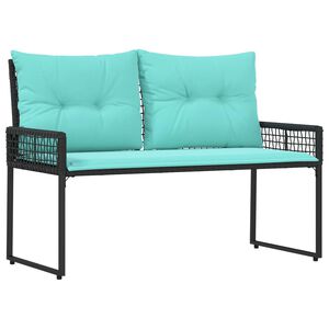 vidaXL Banc ext&eacute;rieur avec coussin Noir et turquoise 118 x 55 x 82 cm
